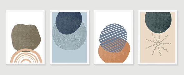 Abstrakte Wandkunst-Vektorsammlung. Abstrakte organische Form Kunstdesign für Poster, Drucke, Cover, Tapeten, minimale und natürliche Wandkunst. Vektorillustration.. © TWINS DESIGN STUDIO