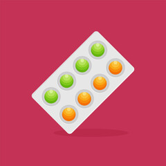 Pills flat vector isolated on color background