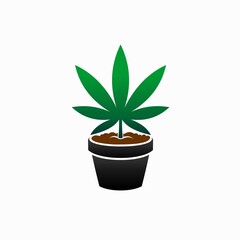 cannabis leaf with pot vector