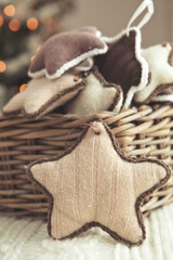 Christmas home decor, beautiful holiday decoration. High quality photo.