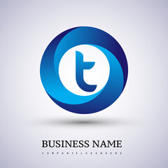 Letter T logo with colorful splash background, letter combination logo design for creative industry, web, business and company.