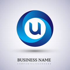 Letter U logo with colorful splash background, letter combination logo design for creative industry, web, business and company.