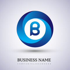 Letter B logo with colorful splash background, letter combination logo design for creative industry, web, business and company.