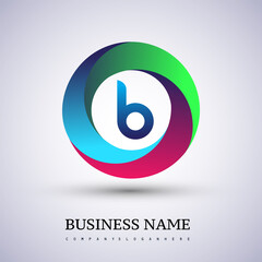 Letter B logo with colorful splash background, letter combination logo design for creative industry, web, business and company.