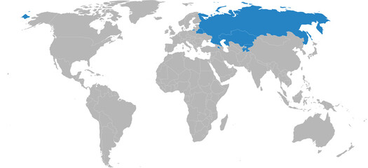 Fototapeta na wymiar World map with Collective Security Treaty Organization (CSTO) member countries. Geographical map backgrounds.