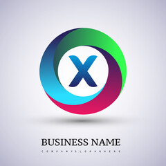 Letter X logo with colorful splash background, letter combination logo design for creative industry, web, business and company.