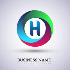 Letter H logo with colorful splash background, letter combination logo design for creative industry, web, business and company.