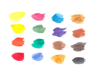 Watercolor paper background. Abstract painted Illustration. Brush strokes painting. Multi colored hand drawing pattern