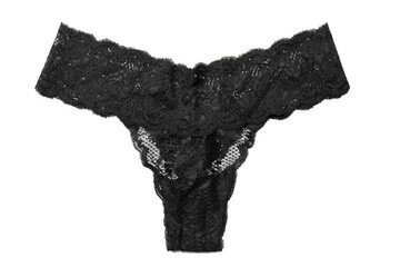 Stylish female panties on white background
