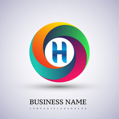 Letter H logo with colorful splash background, letter combination logo design for creative industry, web, business and company.