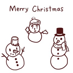 Christmas handwritten snowman illustration set