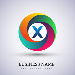 Letter X logo with colorful splash background, letter combination logo design for creative industry, web, business and company.
