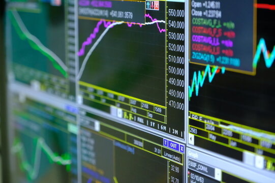 stock market graph on the screen