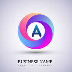 Letter A logo with colorful splash background, letter combination logo design for creative industry, web, business and company.