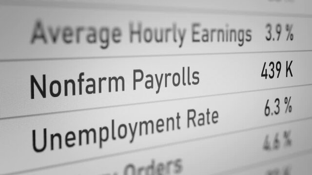 Animated Number of Nonfarm Payrolls (Economic Calendar). All data on the Footage are Fictional, Created Especially for This Concept
