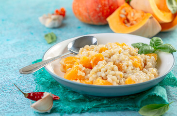 Pearl barley and pumpkin risotto.