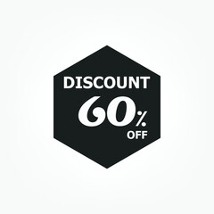 discount icon with white background. Special offer price signs, Discount UP TO 60% OFF