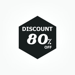 discount icon with white background. Special offer price signs, Discount UP TO 80% OFF