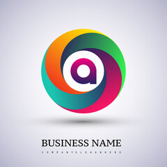 Letter A logo with colorful splash background, letter combination logo design for creative industry, web, business and company.