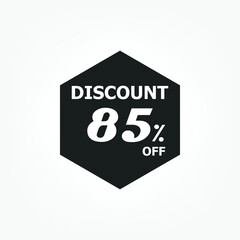 discount icon with white background. Special offer price signs, Discount UP TO 85% OFF