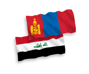 Naklejka premium Flags of Mongolia and Iraq on a white background