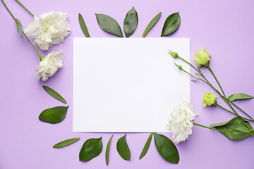 Composition with blank card on color background