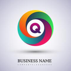 Letter Q logo with colorful splash background, letter combination logo design for creative industry, web, business and company.