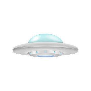 UFO - alien spaceship isolated on white background. Vector illustration.