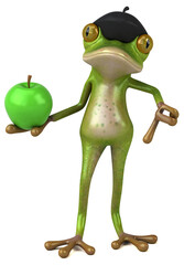 Fun french frog - 3D Illustration