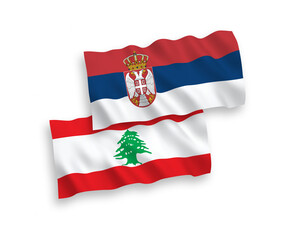 Flags of Lebanon and Serbia on a white background