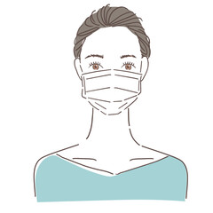 不織布　マスク　女性