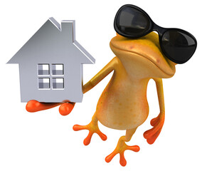 Fun yellow frog - 3D Illustration