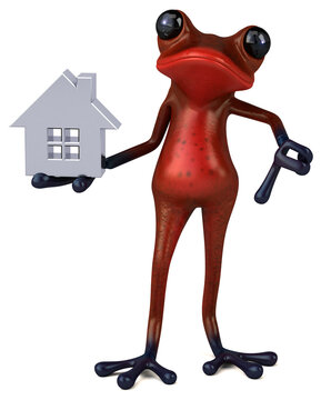 Fun red frog - 3D Illustration