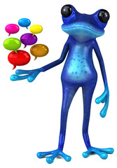 Fun blue frog - 3D Illustration