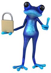 Fun blue frog - 3D Illustration