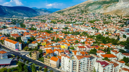 Fototapeta na wymiar Panoramic view of Mostar, Bosnia and Herzegovina.