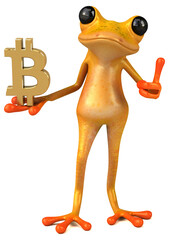 Fun yellow frog - 3D Illustration