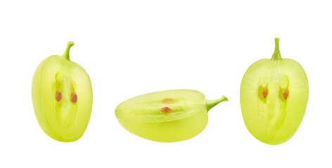 collection of white grapes isolated on white background with clipping path. Full depth of field.