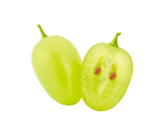 sliced berries of white grapes isolated on white background.