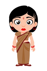 Indian, Lady, Police, Constable, Cartoon