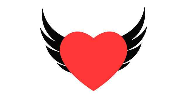 Heart with wings icon line element.   illustration of heart with wings