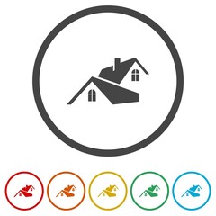 House roof ring icon, color set