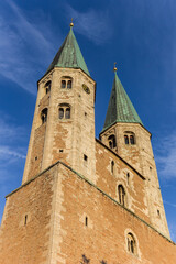 Towers of the historic Martini church in Braunschweig, Germany