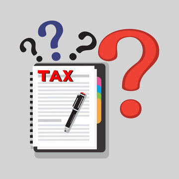 Tax Form With Red Question Mark, vector image illustration