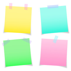 set of Colorful sticky notes on white background.