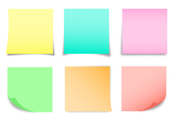 set of Colorful sticky notes on white background.