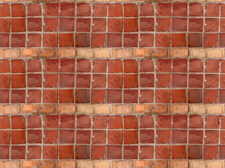 Seamless texture of the old ceramic floor. Brown ceramic tiles closeup texture. Material for 3d renders 