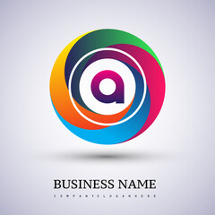Letter A logo with colorful splash background, letter combination logo design for creative industry, web, business and company.
