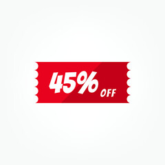 Discount icon with white background. Special offer price signs, Discount UP TO 45% OFF