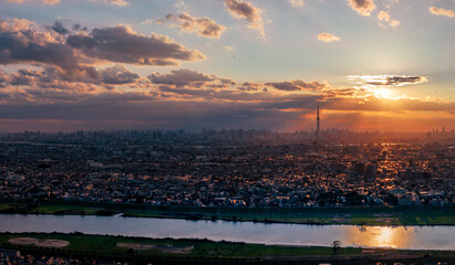 Castle city  Sunset  night  building cityscape